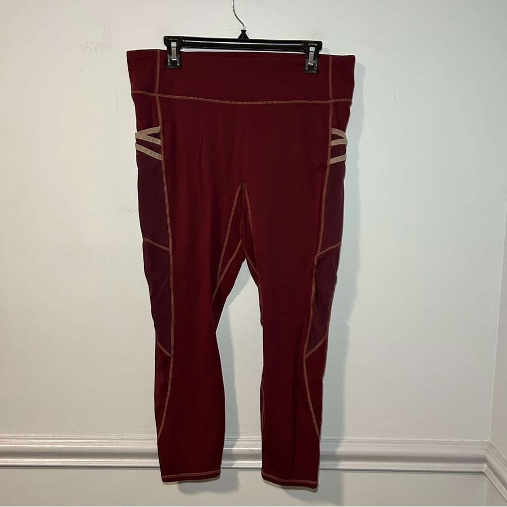 Fabletics Motion365 Maroon High-Rise Side Pocket Leggings Size 1X